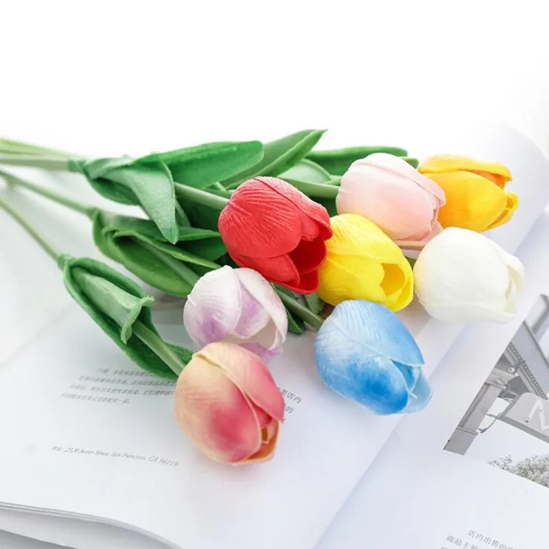 10pcs/pack Artficial Flower Different Color Simulation Tulip Event Party Wedding Prop Festival Friend Gift