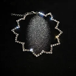 Fashion trend girl neck chain necklace elegant simple temperament arc silver women jewelry Rhinestone girl clavicle chain