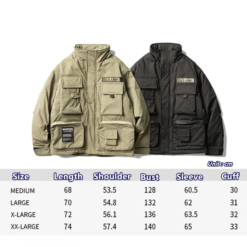 Multi Pocket Tooling Jacket Printed Cotton Padded Garment Outdoor Trekking Climbing Camping Cargo Overalls Hiking Sports Coat