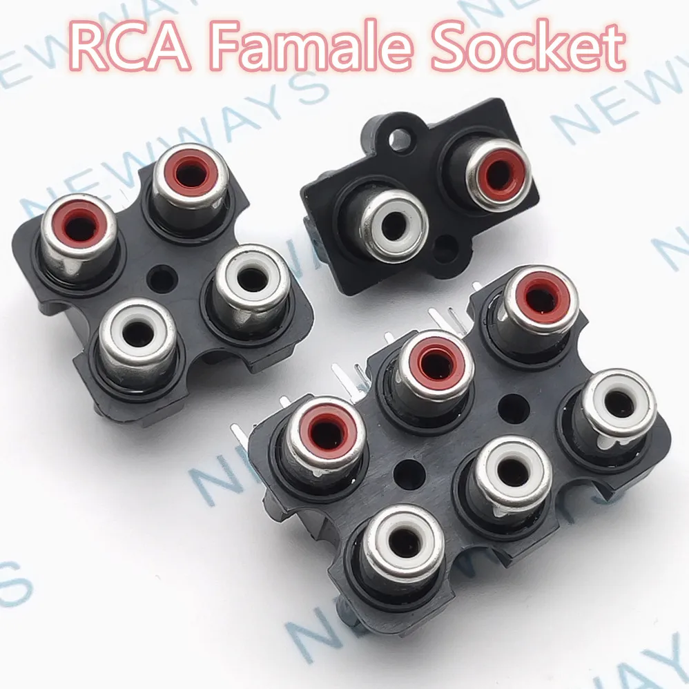 10Pcs Red And White Color 2Hole 3Pin/4Hole 6Pin/6Hole 9Pin Rca Female Audio Video Plug,Av Concentric Socket Connector