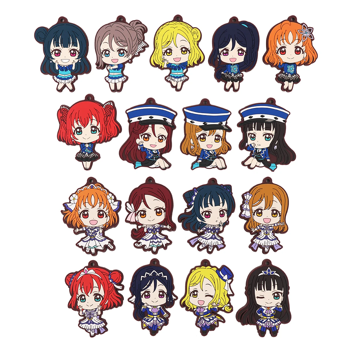 Love Live Sunshine Lovelive Aqours Anime Game Yoshiko Ruby Chika Hanamaru Dia Kanan Mari Rubber Keychain