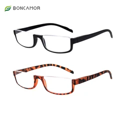 Boncamor 2 Pair Half Moon Frame Reading Glasses Spring Hinge Men and Women Readers