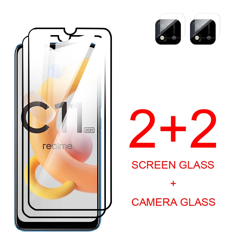 4in1 protective glasses on the for realme relme realm c21 c11 c 21 11 smartfon touch screen protector film realmi c11 2021 glass