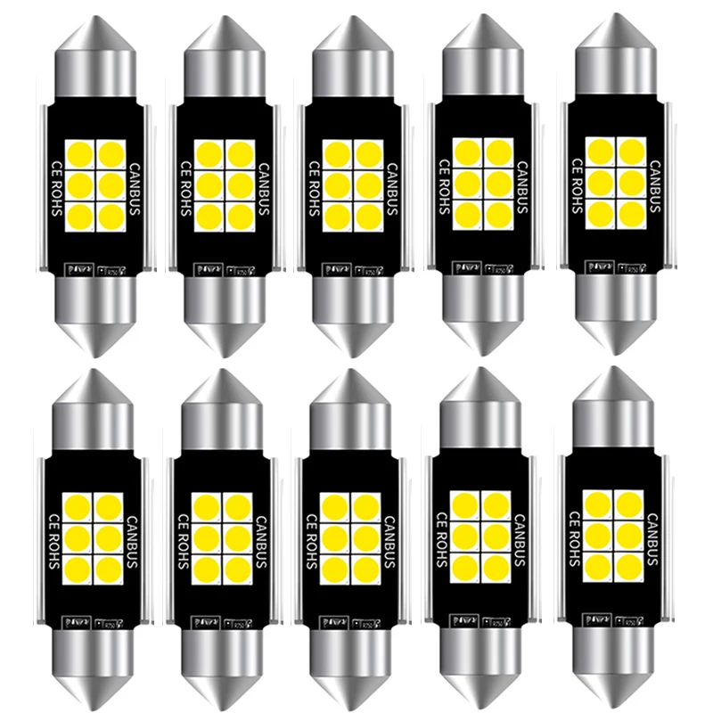 

10PC C5W 31mm 36mm 39mm 41mm Car LED Bulb C5W C10W 3030 LED CANBUS Auto Interior Dome Lamp Reading Bulb