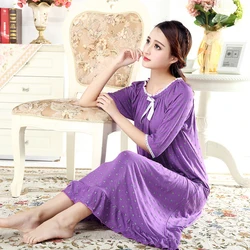 Spring Summer Autumn Ladies Cotton Sleeves Modale Palace Princess Long Style Large Size Nightgown Sleepwear Home Wear Пижама