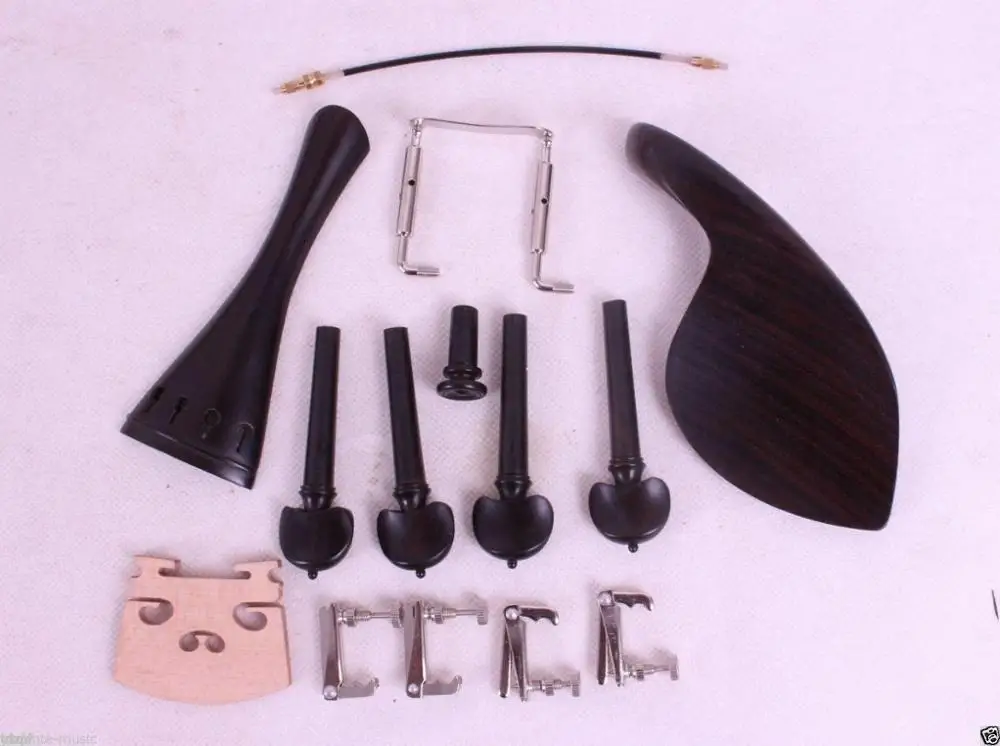 1 set 4/4 violin ebony parts,tailpiece tuner peg chinrest endpin bridge #E40