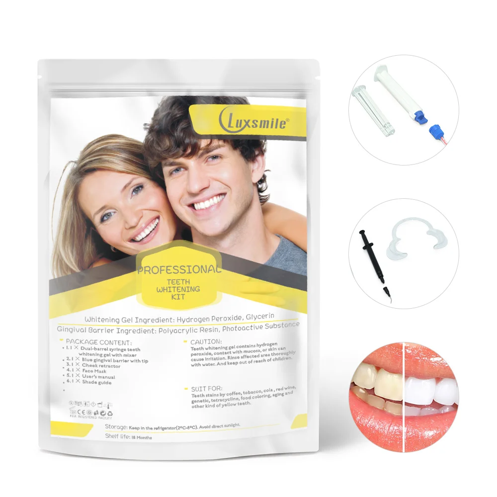 Profissional de clareamento dos dentes kit gel dental goma protetor recarga caneta clínica gengival barreira 35% hp branqueamento conjunto para 2 pessoas