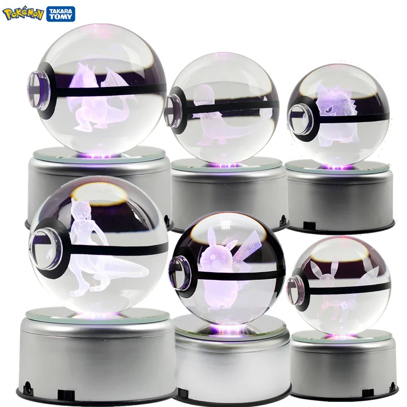 

80mm Pokemon Pokeball Collect Crystal Ball Solid Ball Action Anime Figures Pikachu Mewtwo Pocket Monster One Piece Model Toy