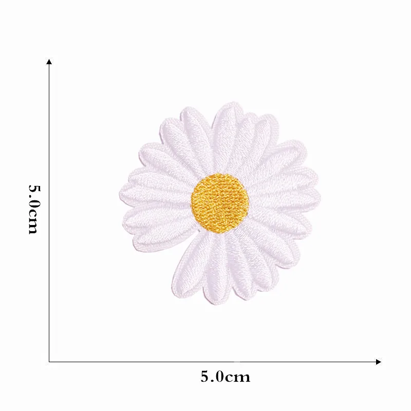 White pink purple Sunflower Daisy Flower Embroidered Iron On Patches for Clothes Dress Jacket Jeans Stickers DIY Patches