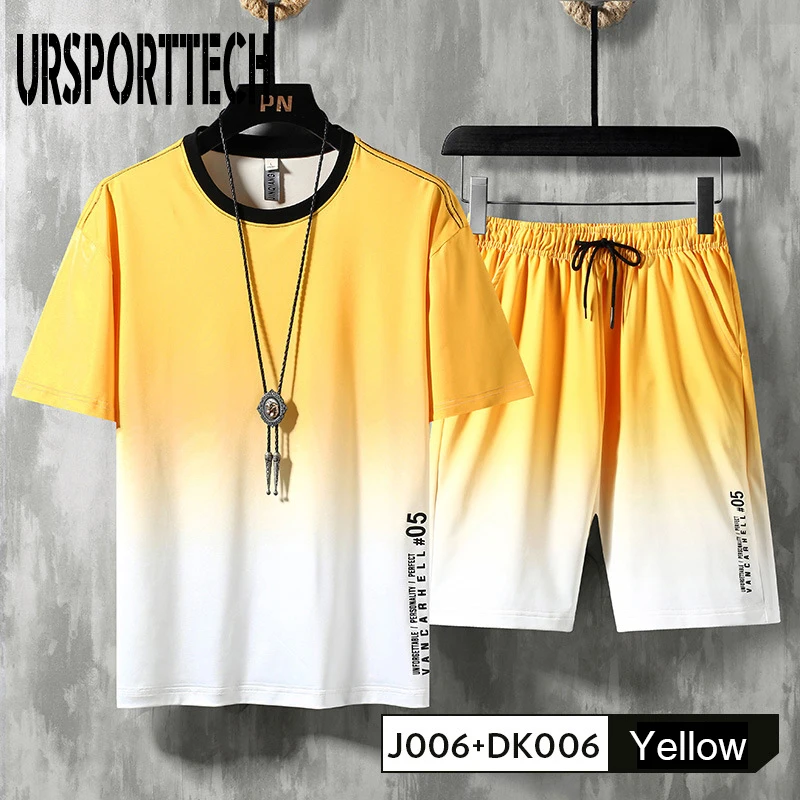 2024 Tracksuit Men sets Summer New Casual Men's Set 2 Pieces Man Suit Sportswear Outfits Short Sleeve T-shirt Shorts Joggers Set