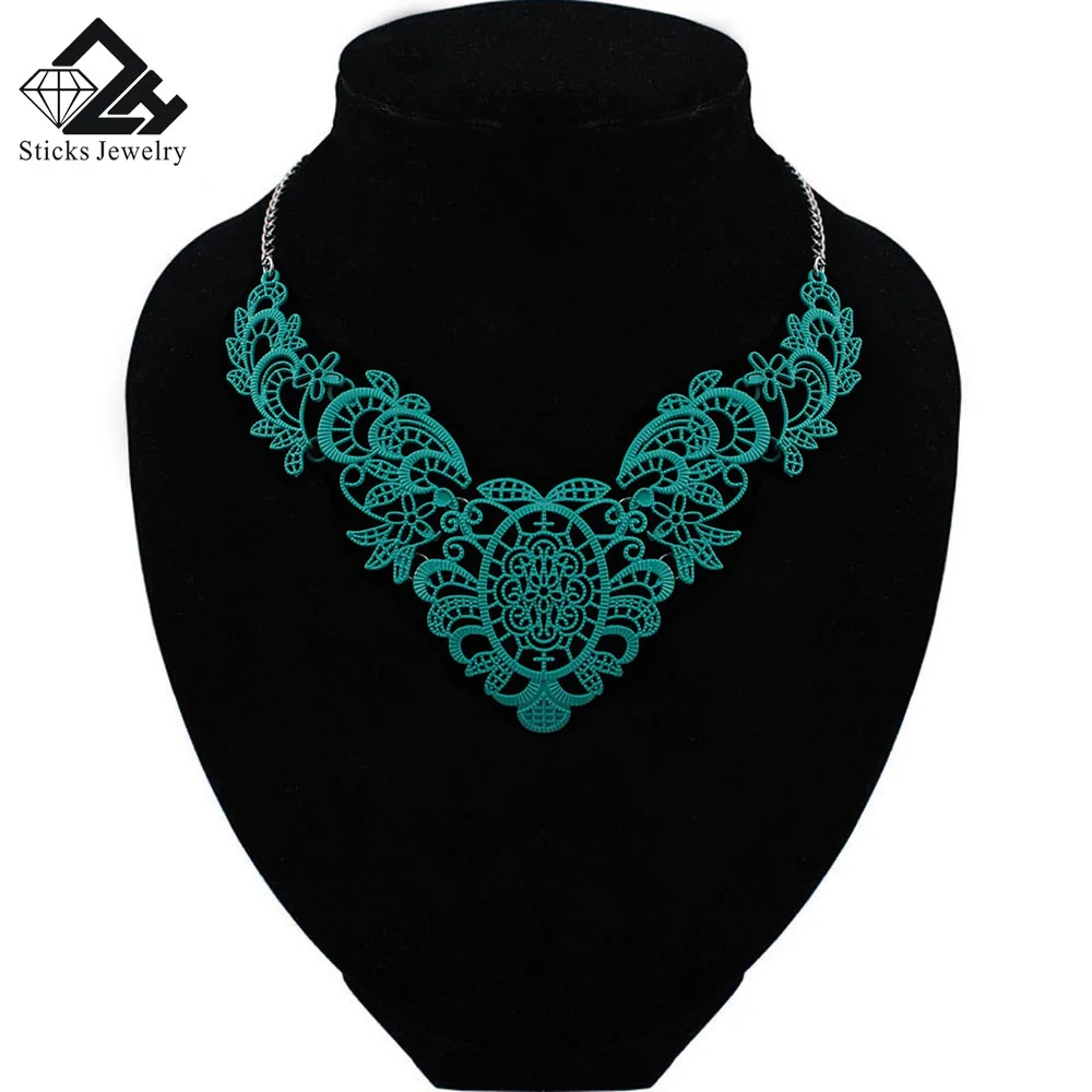 Trendy Lace Necklace European and American Fashion Zine Alloy Hollow Out  Painting Factory Direct False Choker