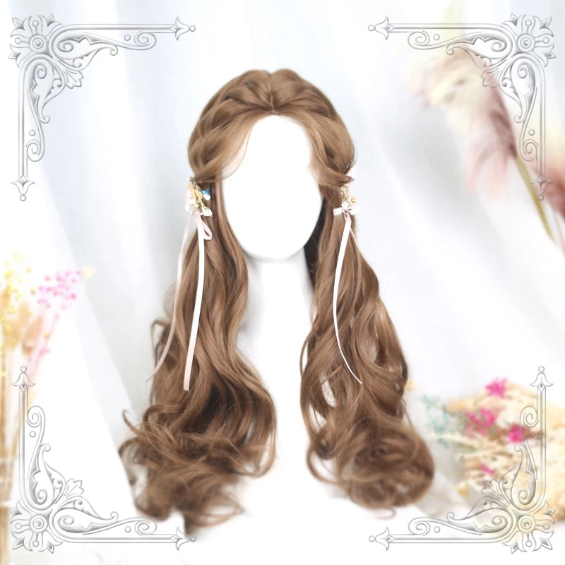 High Quality Soft Girl Lolita Angel 65Cm+ Honey Pudding Color Middle Parting Wig