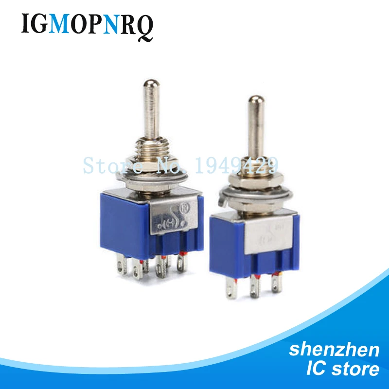 5Pcs Miniature Toggle Switch Single Pole Double Throw -OFF- /- 120VAC 6A 1/4 Inch Mounting MTS-102 103 202 203