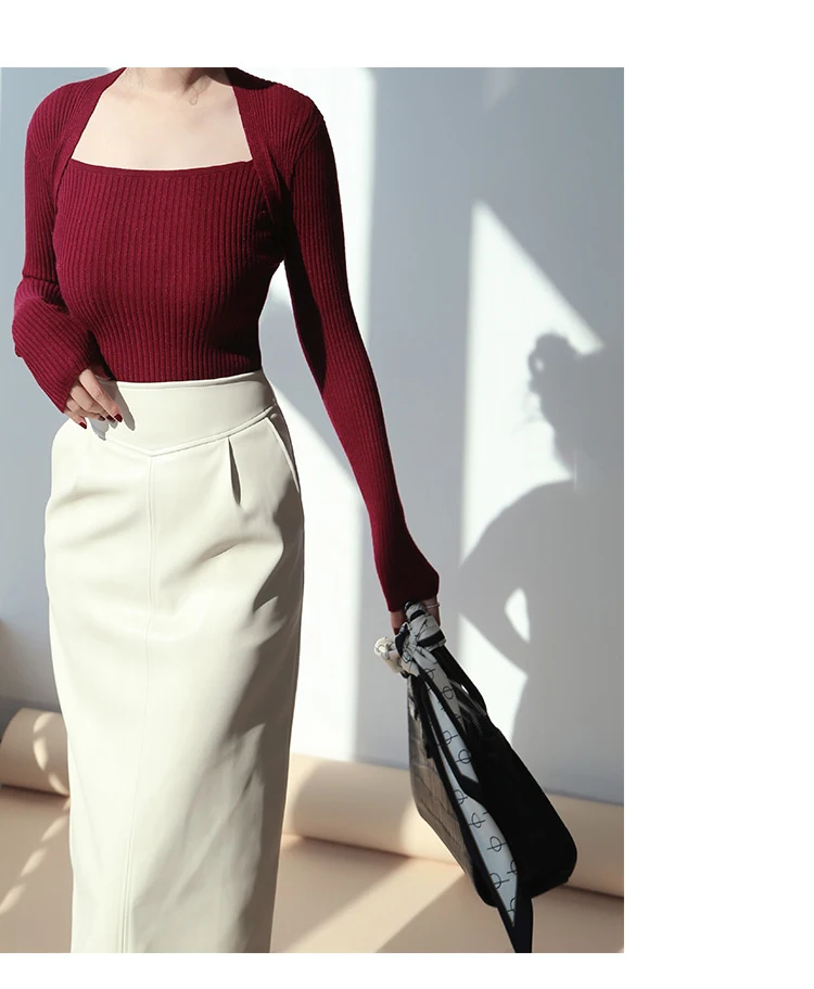 Nerazzurri Spring Midi Pu Leather Skirt Women Brown White Black Long High Waisted Pencil Skirts for Women 2023 Side Slit Zipper 21 H221f695fcffd44d7a3a492db5e9386d0e