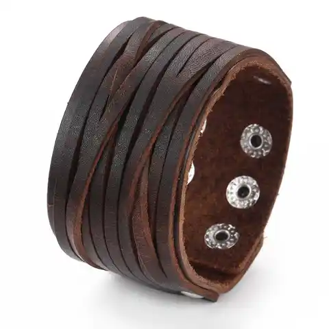 2025 트렌드 쥬얼리 빈티지 손으로 짠 다층 가죽 팔찌 커프 와이드 가죽 남성용 팔찌 Pulsera Hombre