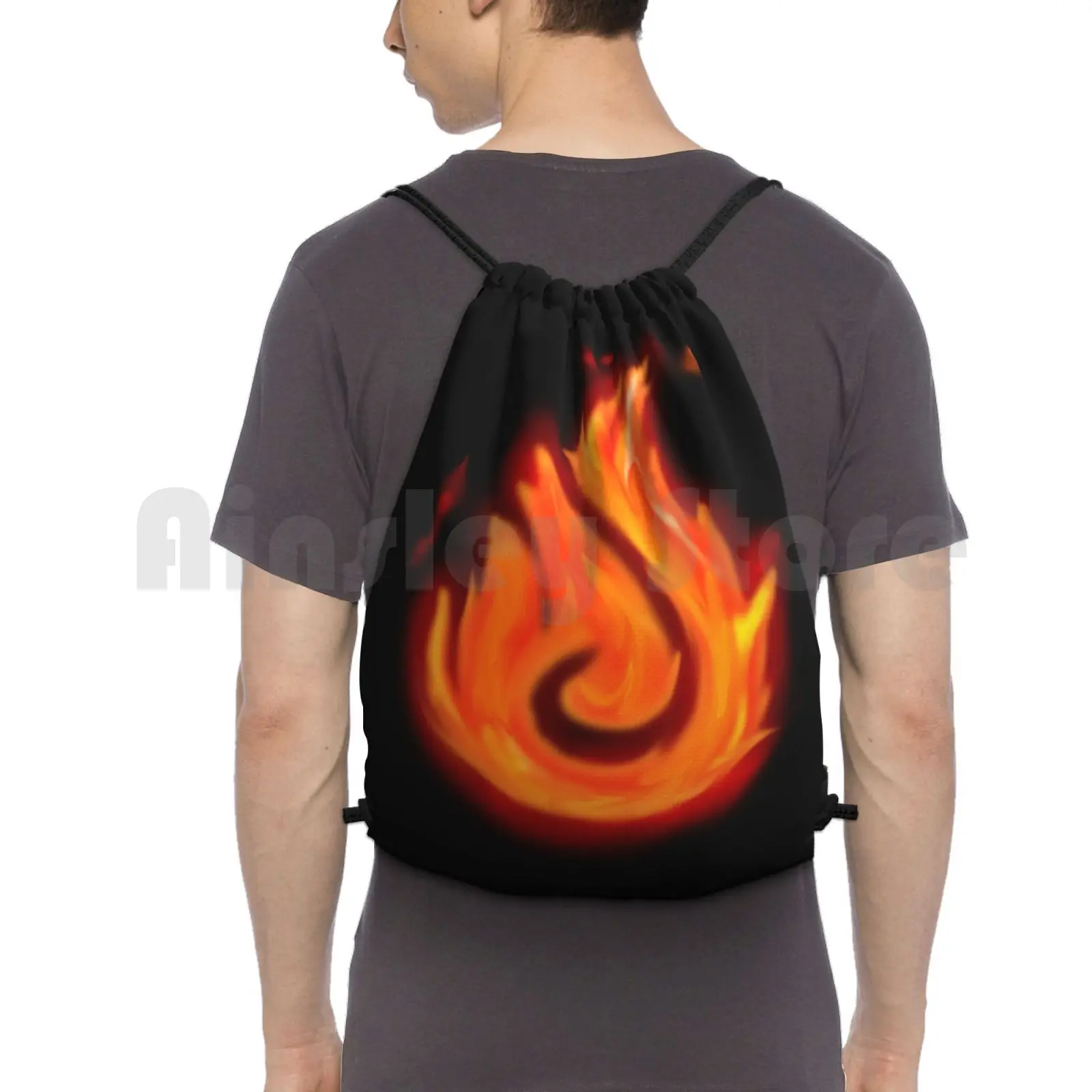 Backpack Drawstring Bag Riding Climbing Gym Bag Gw Gw2 Attunement Fire Guildwars Guild Wars Guildwars2 Guild Wars 2 Ele