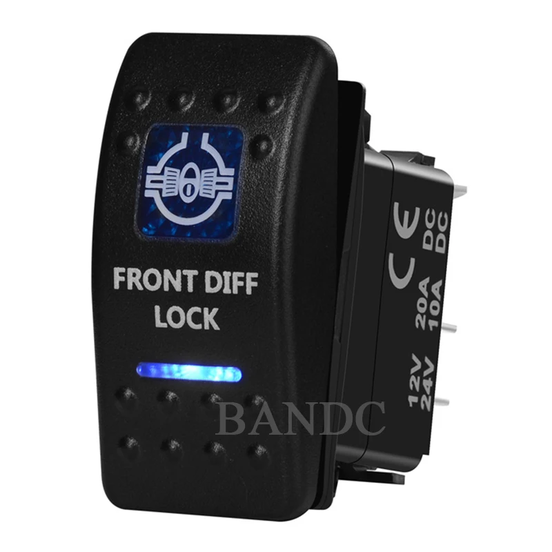 Front Diff Lock Rocker Switch 5P SPST On-Off Illuminated Blue Led Light for the ARB/Carling/NARVA 4x4 Style, Auto Accessories