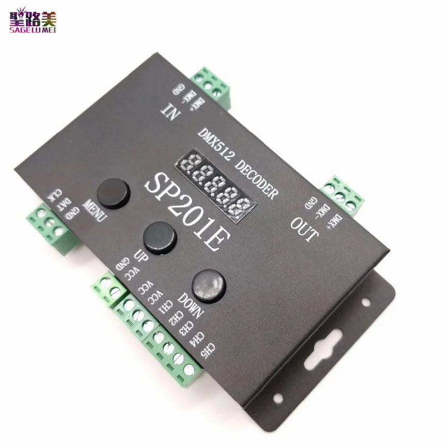 SP201E DMX512 led فك تحكم دعم تقريبا كل نوع من LED-DRIVER-IC RGB تحكم 2811 2812 6803 2801 APA102 الشريط