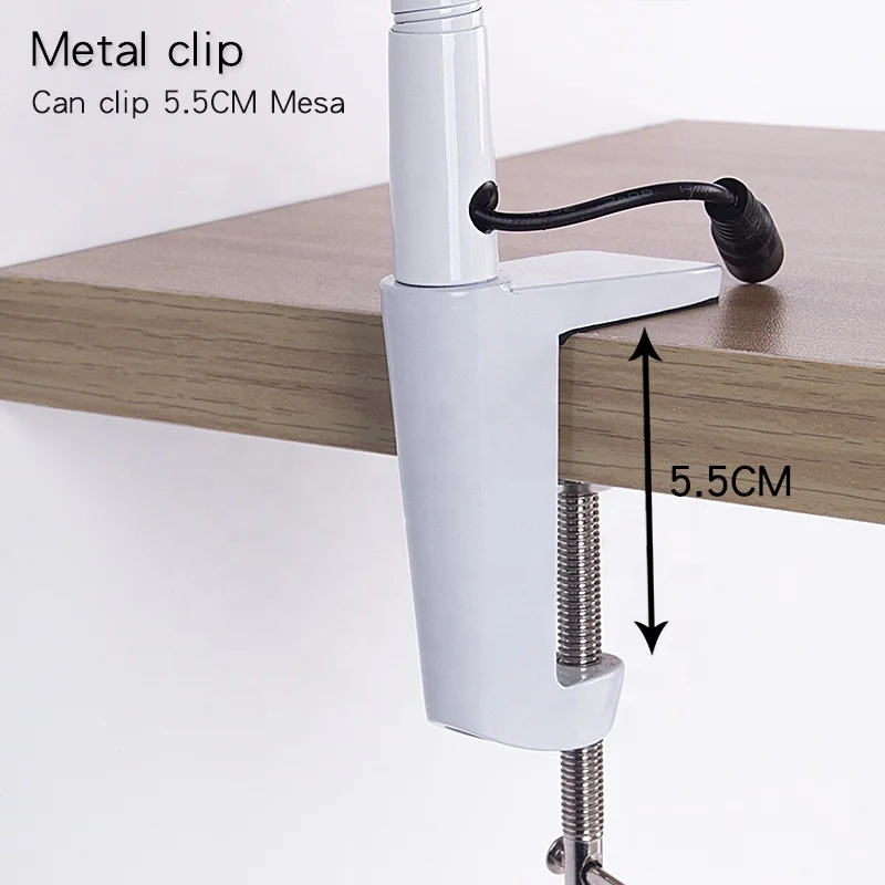 5X 8X15X Led Vergrootglas Lamp Metalen Klem Swing Arm Bureaulamp Traploos Dimmin, Vergrootglas Led Lamp 3X10X,100Mm Diameter Lens Wit