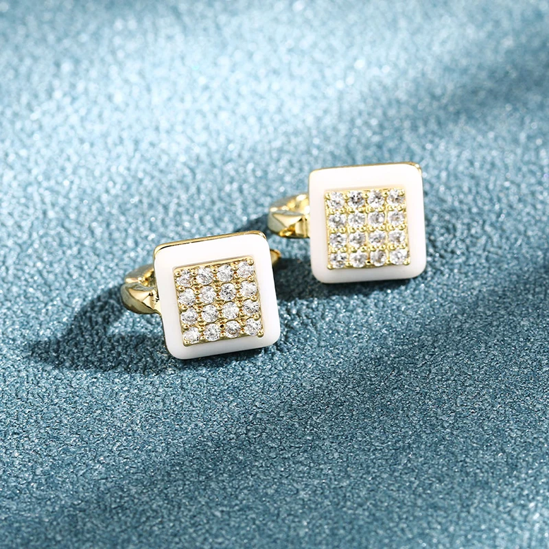 Fashion Earrings 2020 Classic Square Stud Earrings Ceramic AAA Cubic Zirconia Gold Silver Color Simple Korean Earrings For Women