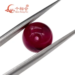 4mm-20mm artificial ruby red color sphere shape ball shape red color stone corundum with full hole loose gemstone