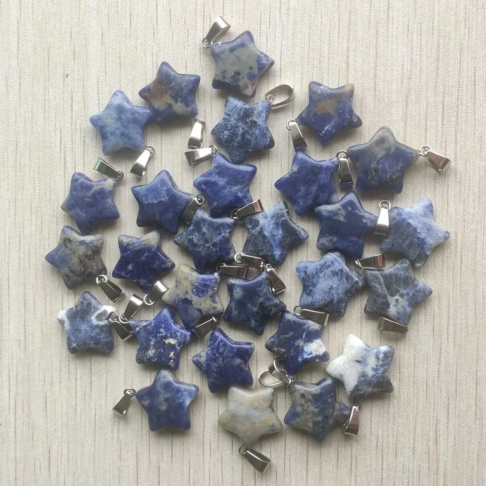 

Fashion natural blue-vein stone five star charms pendants for diy jewelry accessories making free shipping Wholesale 24pcs/lot