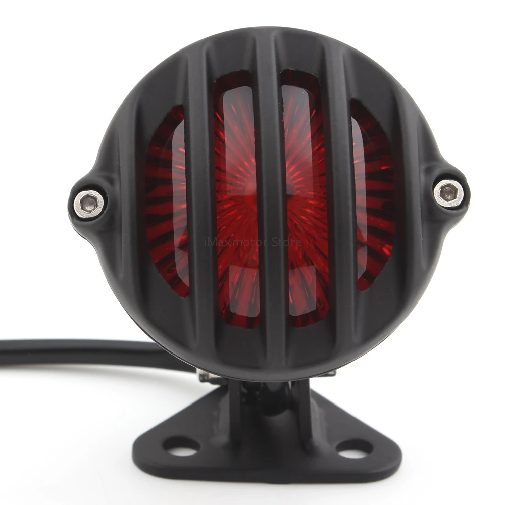 Motorcycle Retro Grill Adjustable LED Taillight Alloy Stop Signal Brake Light For Harley Chopper Cafe Racer Scrambler Bobber