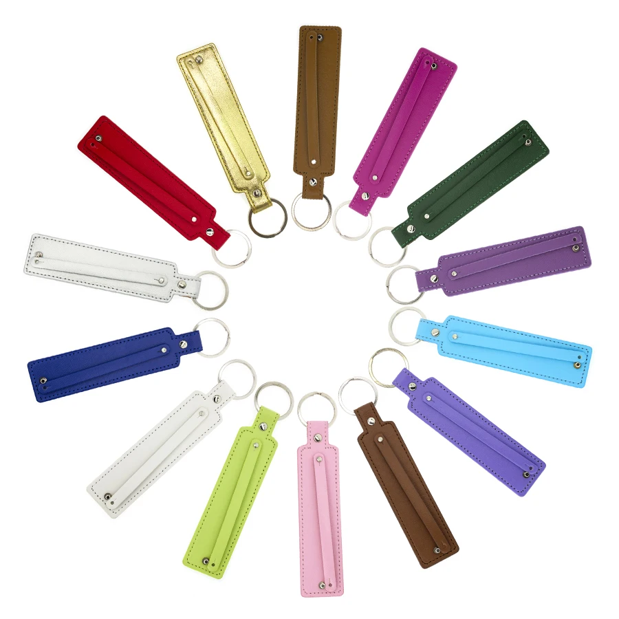 5pcs 3*150mm PU Leather Key Chain With 8mm Straps Can Through 8mm Charms/Letters Gift