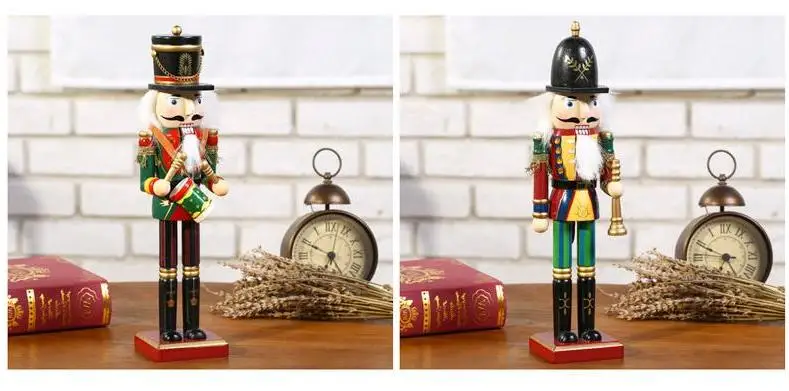 30cm Nutcracker Puppet Soldiers Wooden Figurine Christmas Desktop Decoration Window Showcase Home Decor Christmas Gift Wholesale