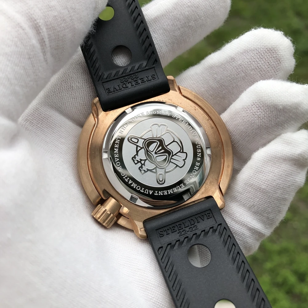 STEELDIVE mens dive watches,men automatic watch bronze 30ATM waterproof sport mechanical wristwatch Switzerland luminous clock