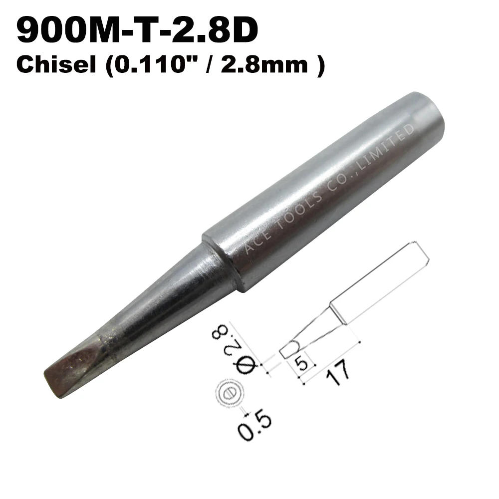 Soldering Tip 900M-T-2.8D Chisel 2.8mm for Hakko 936 907 Milwaukee M12SI-0 Radio Shack 64-053 Yihua 936 X-Tronics 3020 Iron Bit