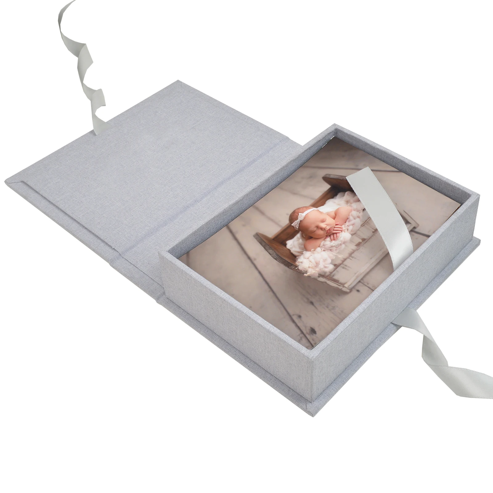 Personalized Wedding Photo Storage Linen Photo Box for 4x6 Pictures Newborn Keepsake Boxes