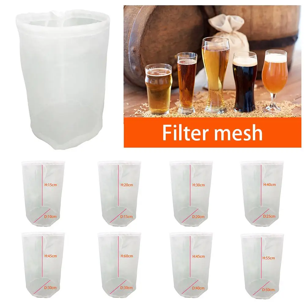 Beer Filter Bag Reusable Nylon Homebrew Beer Wine Brewing Strainer for Brewing Malt Boiling Wort Mash Strainer Tool