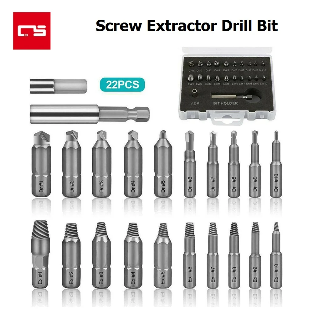 Damaged Screw Extractor Drill Bit Set Socket Extension Bit Holder Broken Bolt Remover Easily Take Out Repairing Demolition Tools