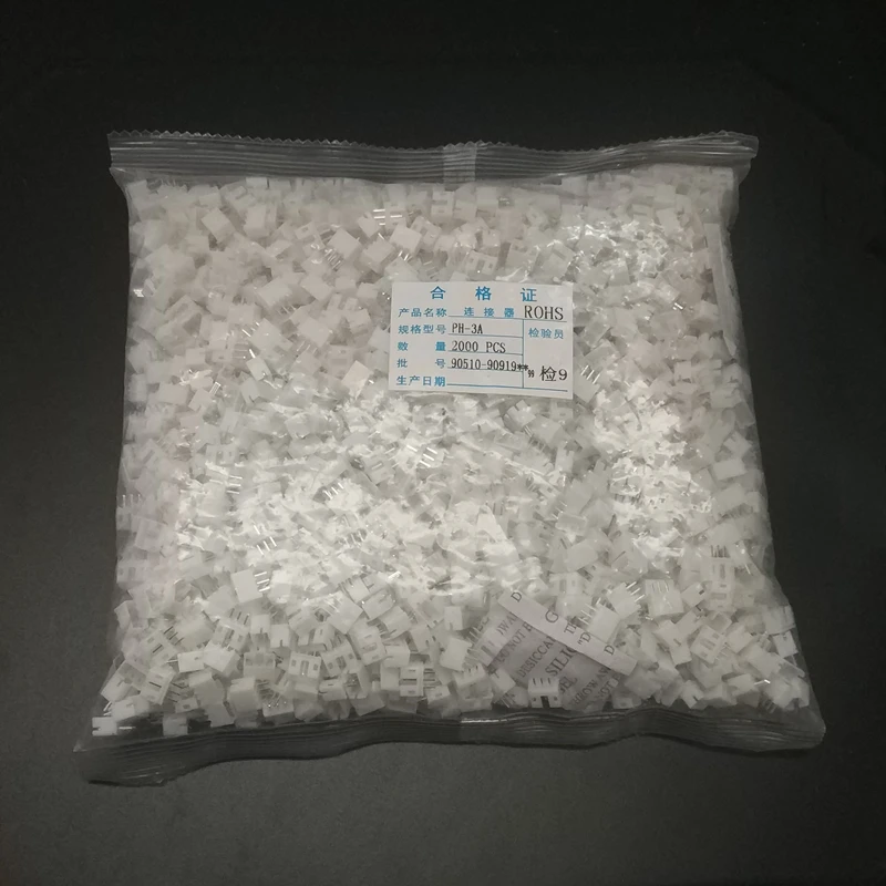 2000pcs PH 2.0mm Pitch 2p/3p/4P Pin Header JST Connector Wire Connectors Adaptor PH2.0 Spacing Connector