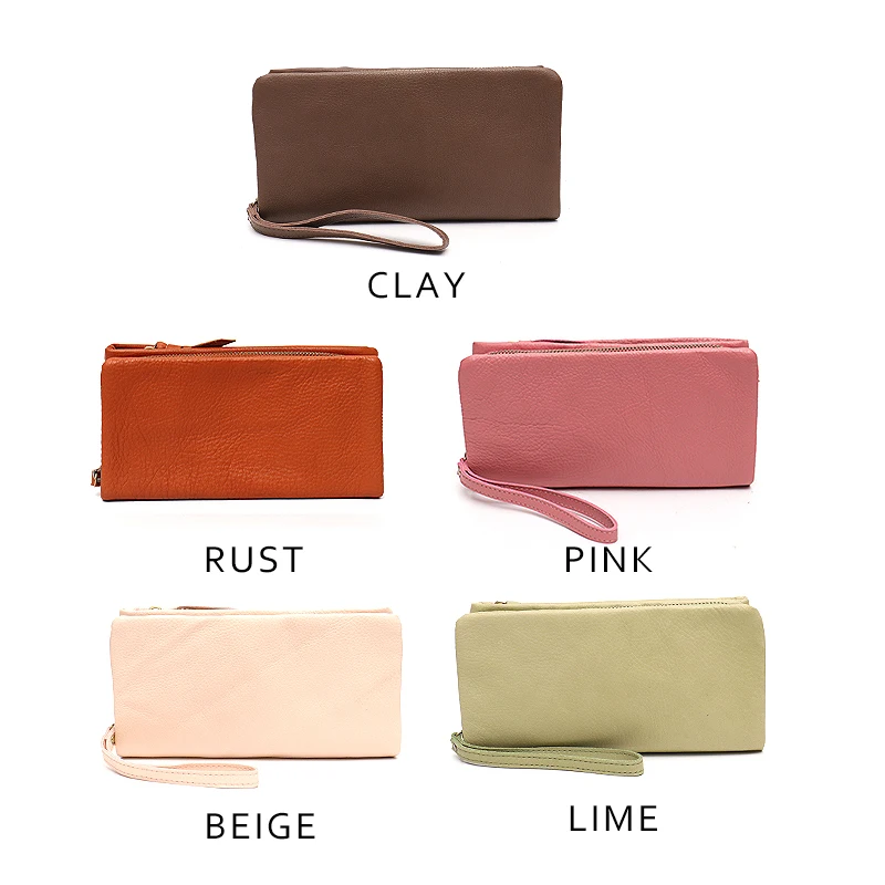 SC Soft Cowhide Women Long Wallet Fashion Multi Pockets Coin Purse Card Holder Passport Bag Female Genuine Leather Daily Clutch