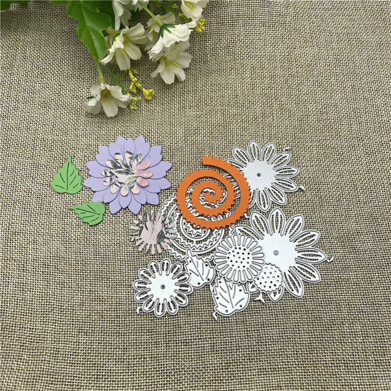 exquisite 3D sunflower Metal cutting dies  mold Round hole label tag Scrapbook paper craft knife mould blade punch stencils dies