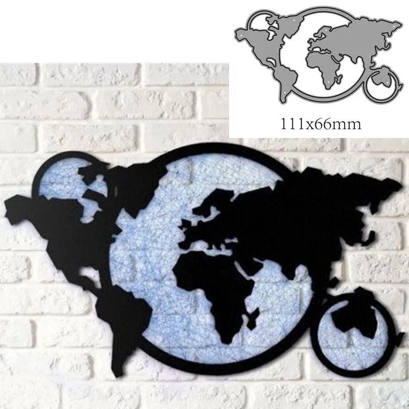 Metal Cutting Dies Cut Mold world map Decoration Scrapbook Paper Craft Knife Mould Blade Punch Stencils