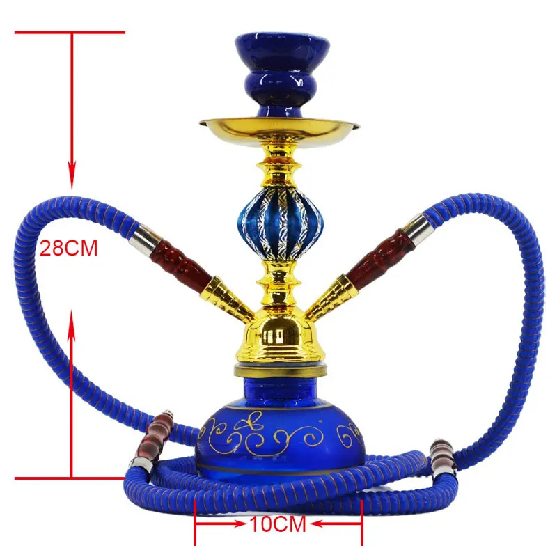 Travel Hookah Pot Conventional Hookah With 2Hose Water Pipe Glass Base Flask Shisha Nargile Shisha Narguile Chicha Cachimbas Set