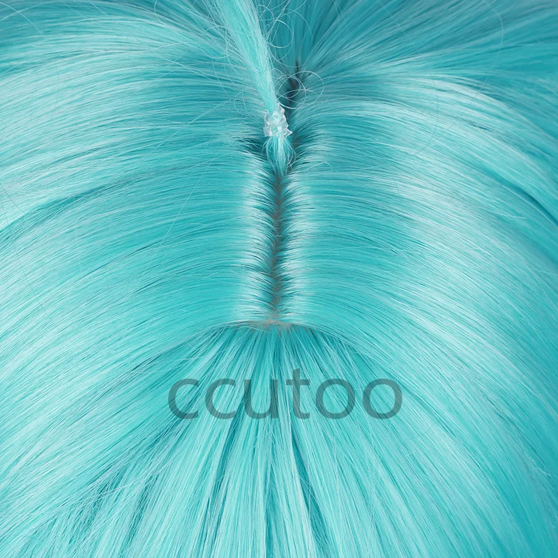 Vocaloid Miku สีเขียว Gradient Curly 55ซม.ยาวคอสเพลย์ Wigs กับชิป Ponytailss ฮาโลวีนเครื่องแต่งกาย Party Wigs + หมวกวิกผม