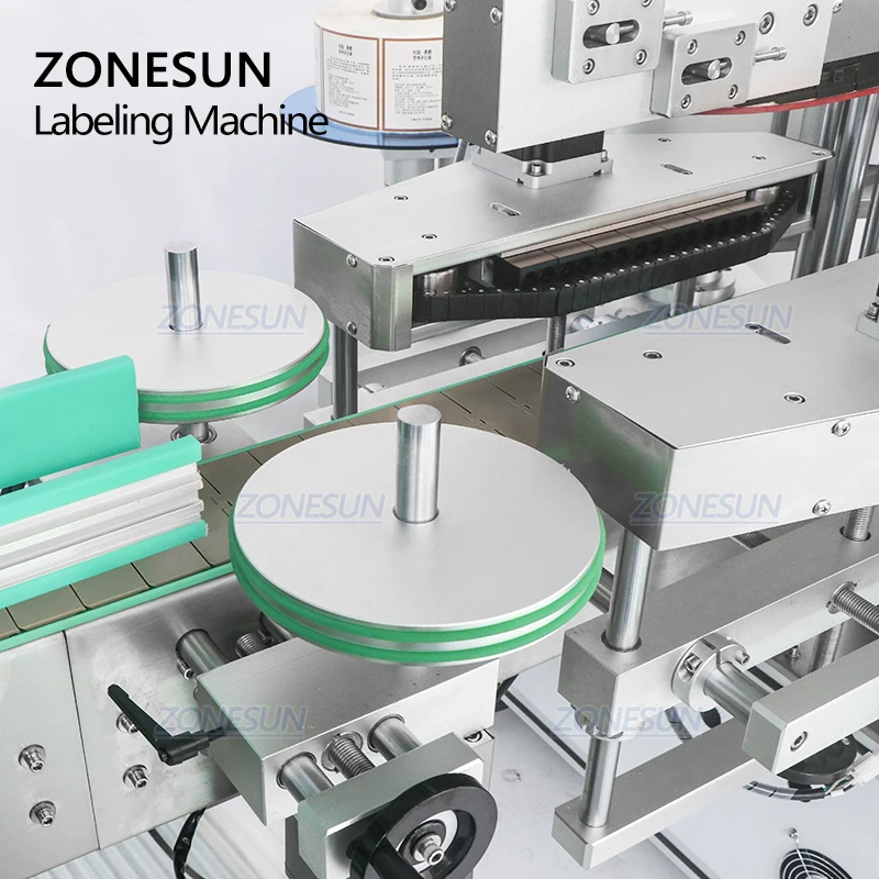 ZONESUN Vertical Automatic Shampoo Square Bottle Double Flat Sides Label Sticker Labeling Machine For Production Line