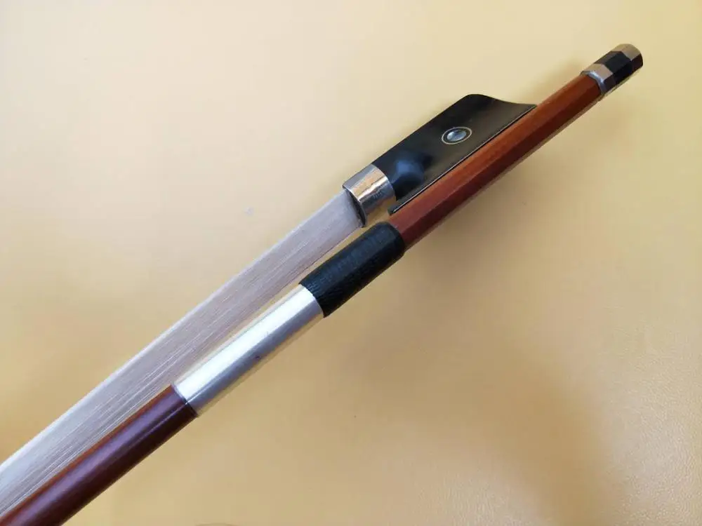 

1 PC French Style Pernambuco Double Bass Bow Ebony frog with abalone shell eye White bow hair 3/4