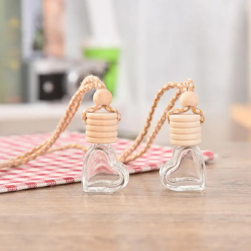 30%  Dropshipping!!Heart Shape Car Air Freshener Perfume Empty Glass Bottle Hanging Decoration