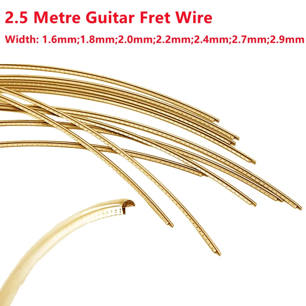 2.5Metre Guitar Fingerboard DIY Fret Wire Brass Width 2.2MM 2.4MM 2.7MM 2.9MM Inverted Triple-cornered Stable Brass Frets