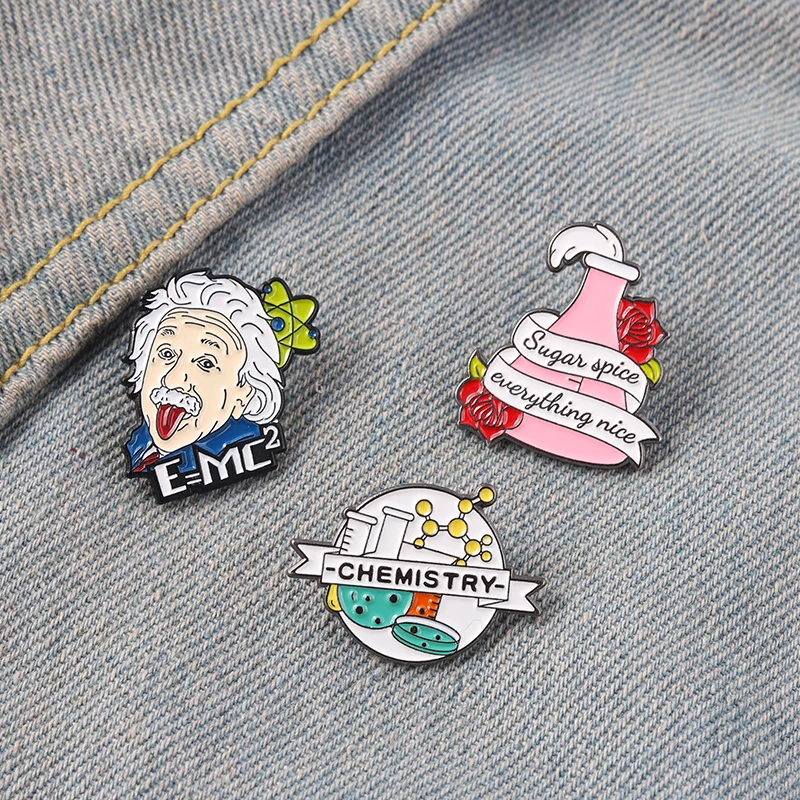 Cute Cartoon Scientist Badge Chemistry Experiment Bottle Metal Enamel Brooch Fun Unique Lapel Backpack Jewelry Gift For Friend