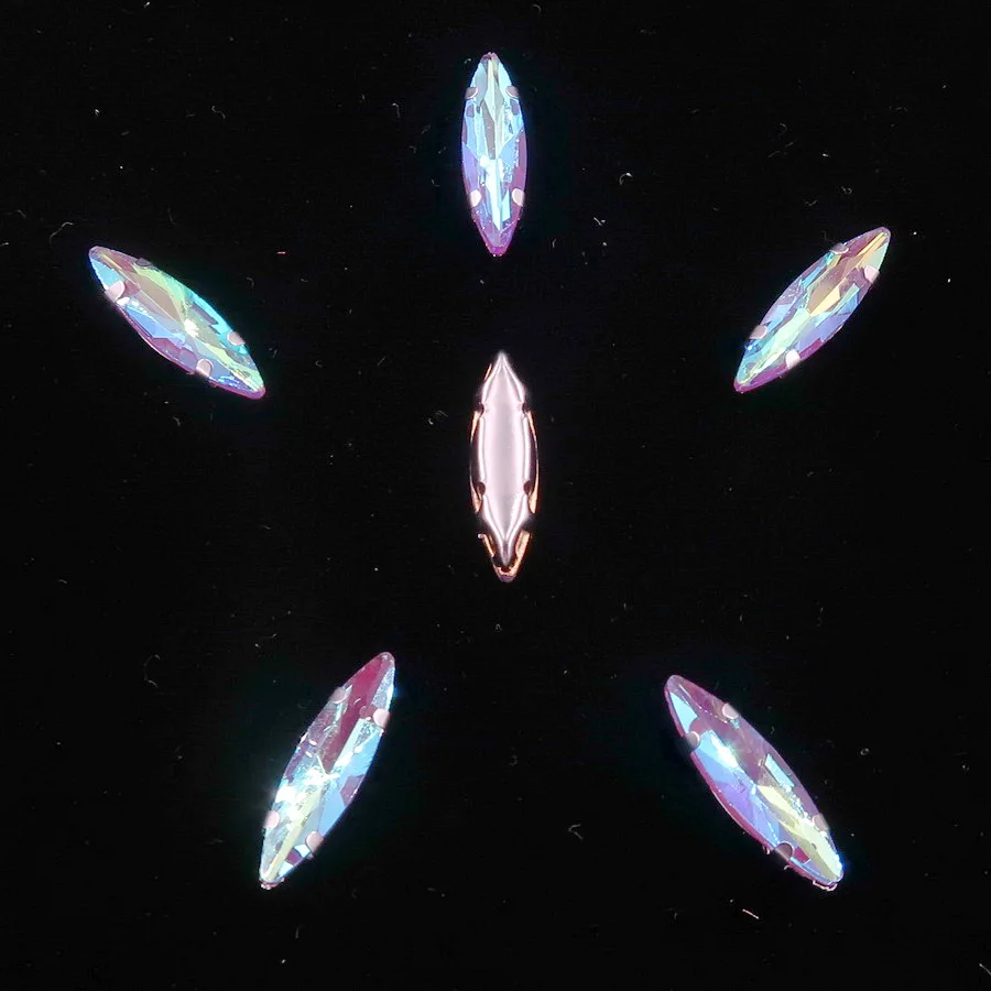 Pferdeaugenförmige Silber-Krallenfassungen, 50 Stück/Packung, 4*15mm, Jelly Candy Glas-Kristall, zum Aufnähen, Strassperlen, Kristalle, für Kleidung, DIY – Detail 10