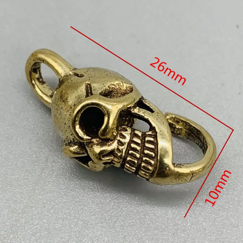 Brass Punk Skull Head Keyring Hanging Jewelry Pure Copper Motorcycle Car Key Chain Rings Pendant Metal Brass Men Keychain Gift