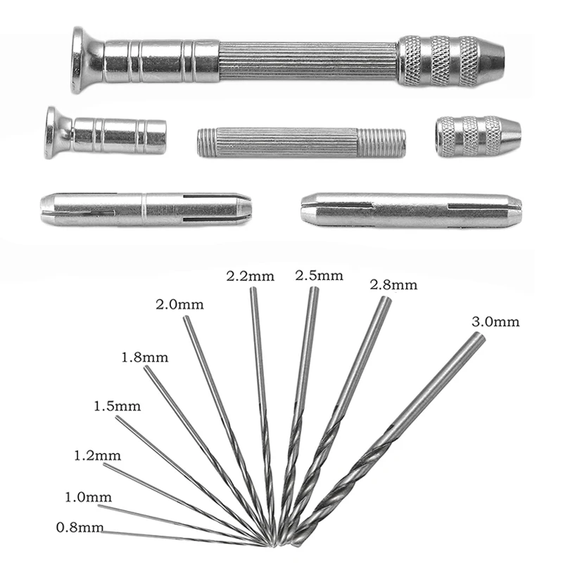 

SAUVOO Stainless Steel Mini Micro Drill Bit Set Hand Drill With Keyless Chuck Twist Drill Bit Woodworking Drilling Rotary Tools