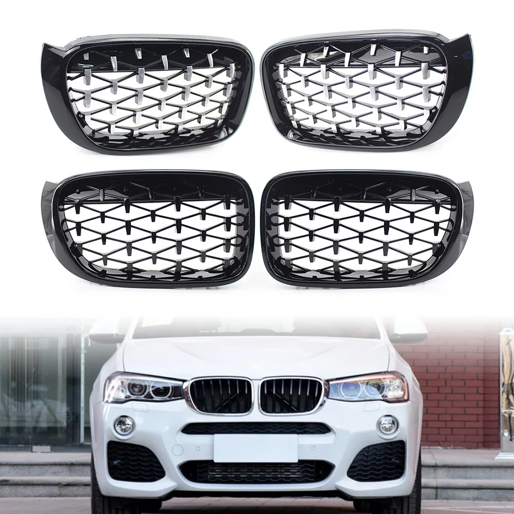 Car Accessory Front Kidney Grille For BMW X3 F25 X4 F26 2014 2015 2016 2017 Diamond Meteor Latest Style Mesh Grills ABS Plastic