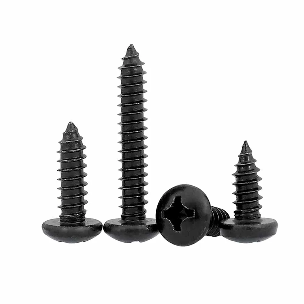50pcs M1 M1.2 M1.4 M1.7 M2 M2.3 M2.6 M3 Mini Small Black 304 A2 Stainless Steel Phillips Pan Head Micro Self Tapping Wood Screw